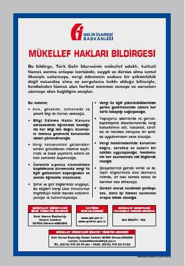 gib mükellef hakları bildirgesi afiş