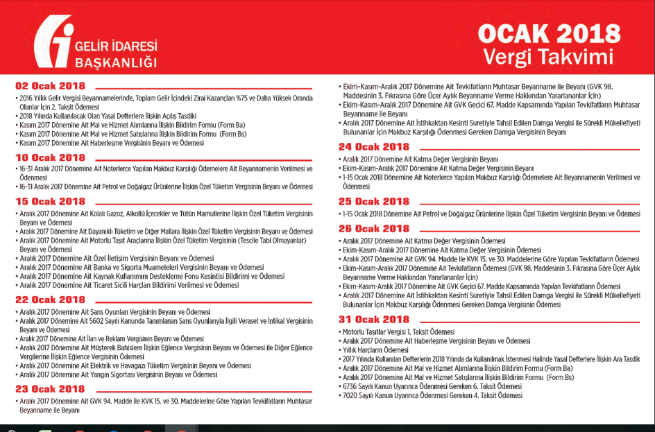 2018 yılı Ocak Ayı Vergi Takvimi GiB.PNG
