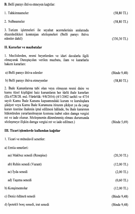 damga vergisi 2018 1 sayılı tablo 3