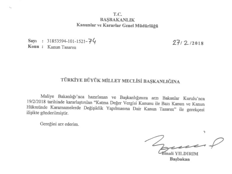 katma değer vergisi kanunu ile bazı kanun ve kanun hükmünde kararnamelerde değişiklik yapılmasına dair kanun tasarısı tam metni