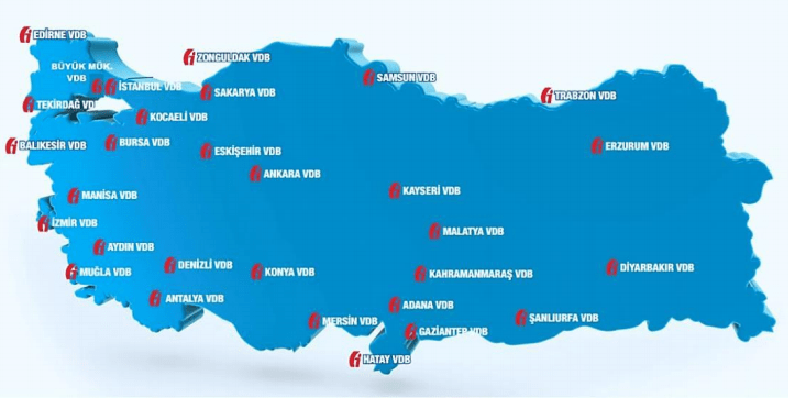 vergi dairesi başkanlığı bulunan iller