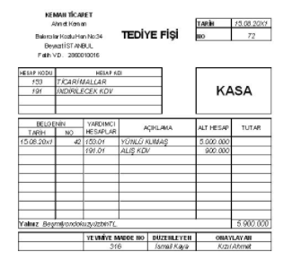 kasa tediye ödeme fişi