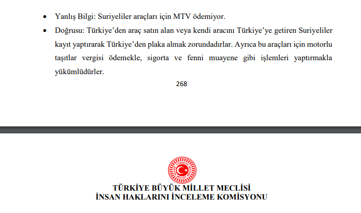 suriyeliler araçları için MTV ödüyor mu