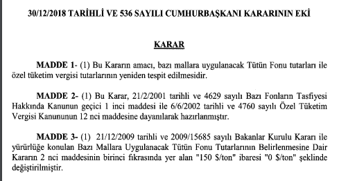 tütün fonunu sıfırlanmasına ilişkin Cumhurbaşkanı kararı 2019.PNG