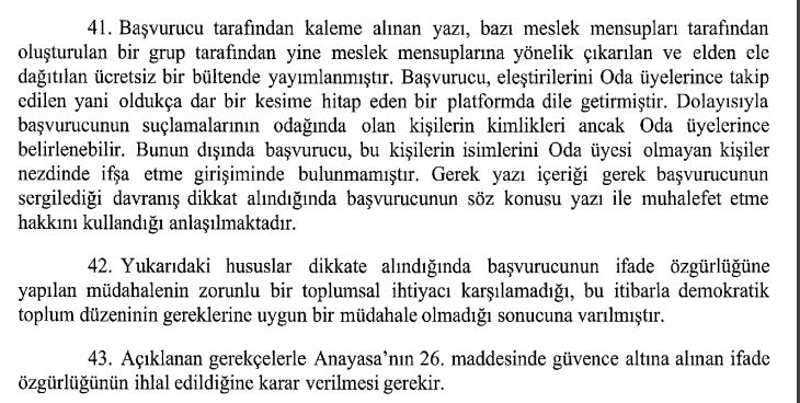 balıkesir smmm odası disiplin cezası anayasa mahkemesi bireysel başvuru kararı 2019