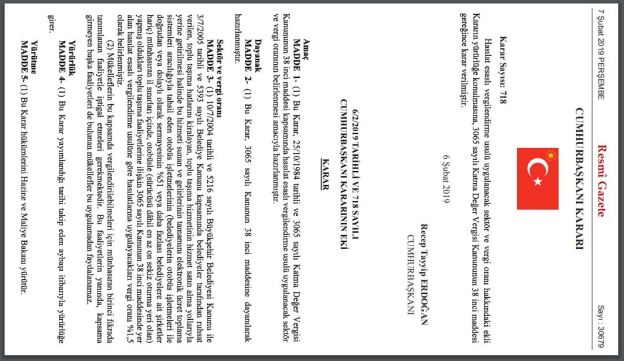 kdv hasılat esaslı vergileme cumhurbaşkanı kararı otobüs işletmeleri