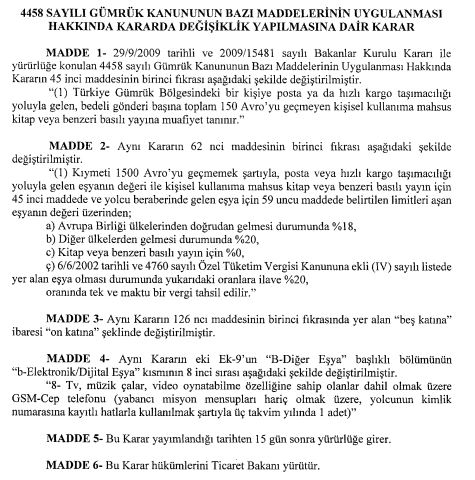 posta ve kargo yoluşla yurtdışından alaşveriş istisnası muafiyeti kaldırıl.JPG