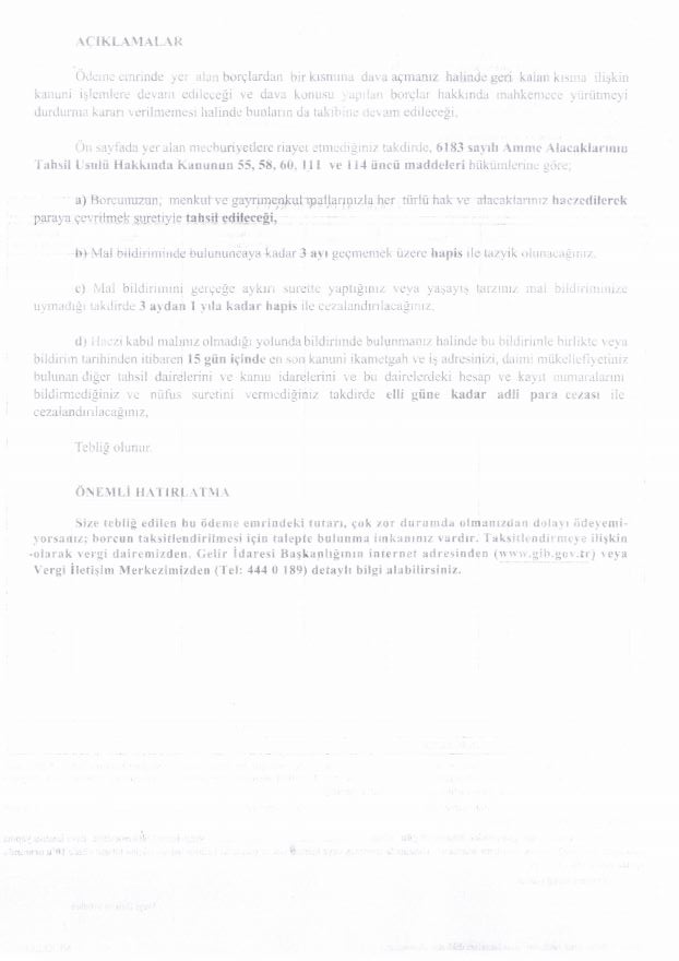 ödeme emri belgesi örneği ikinci sayfa