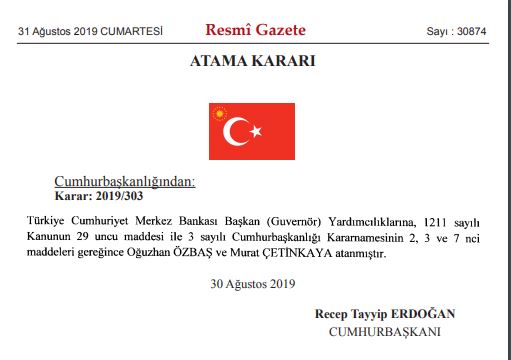 merkez bankası başkan yardımcılıklarına atama oğuzhan özbaş ve murat çetinkaya.JPG