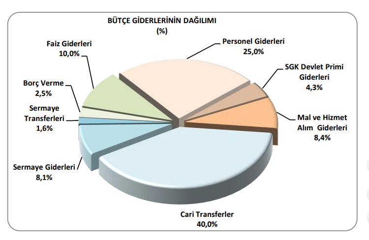 2019 merkezi yönetim bütçe giderlerinin dağılımı