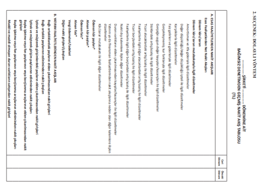 BOBİ NAKİT AKIŞ TABLOSU DOLAYLI YÖNTEM 1
