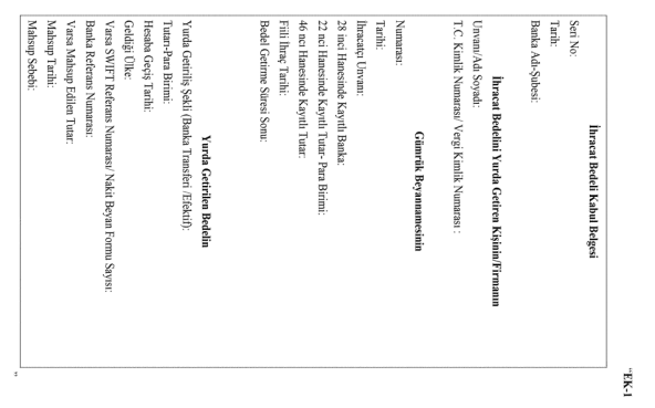 ihracat bedeli kabul belgesi