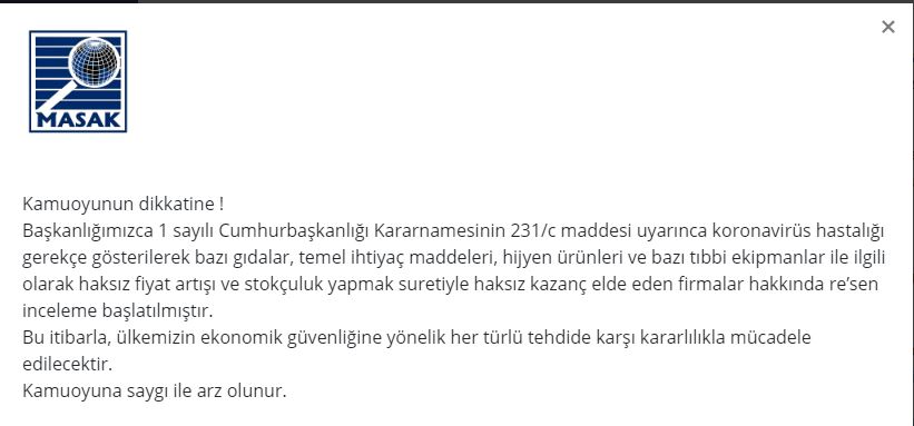 masak koronavirüs vurguncuları ile mücadele