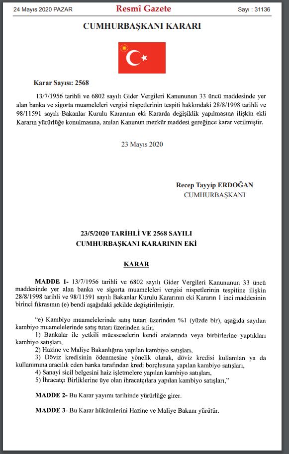kambiyo muamelelerinde döviz satışında bsmv oranı vergi oranını yüzde bire çıkaran CB kararı