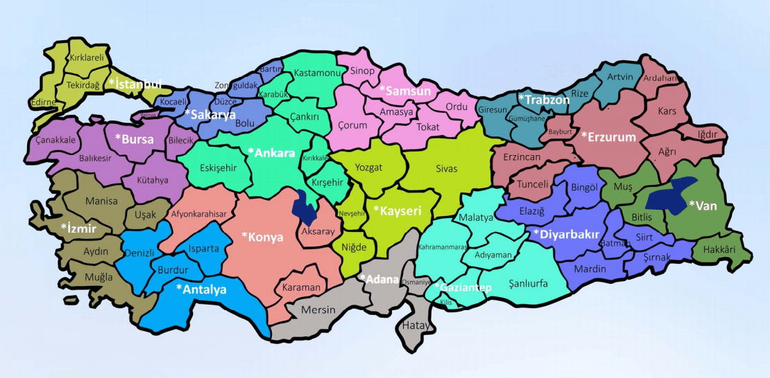 Bölge adliye mahkemelerinin yetkili olduğu iller haritası