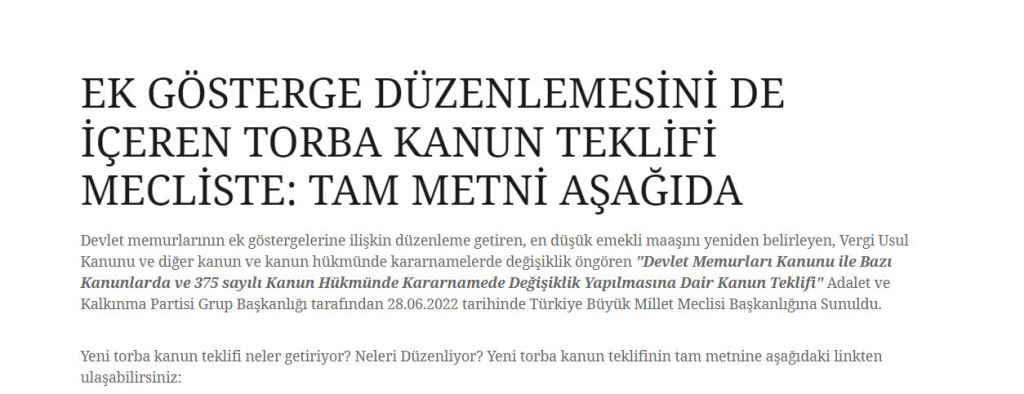 EK GÖSTERGE DÜZENLEMESİNİ DE İÇEREN TORBA KANUN TEKLİFİ MECLİSTE: TAM METNİ&nbsp;AŞAĞIDA